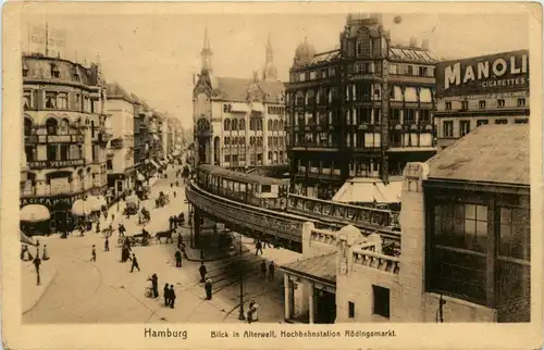 Hamburg - Blick in Alterwall, Hochbahnstation Rödingsmarkt -330994
