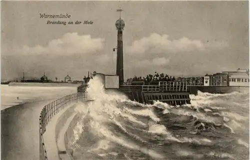 Warnemünde - Brandung an der Mole -264038