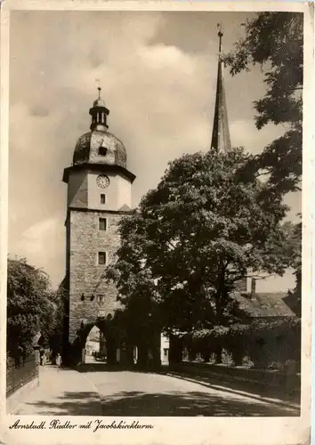 Arnstadt/Thür. - Riedtor mit Jacobskirchturm -332250