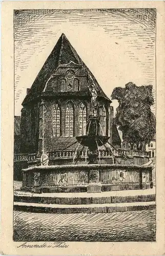 Arnstadt/Thür. - Hopfenbrunnen mit Bonifaziuskirche -332330