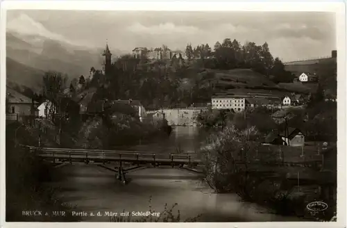 Bruck an der Mur/Steiermark - Partie an der Mürz mit Schlossberg -323598