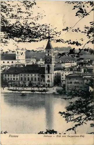 Passau/Bayern - Rathaus - Blick vom Serpentinen-Weg -329596