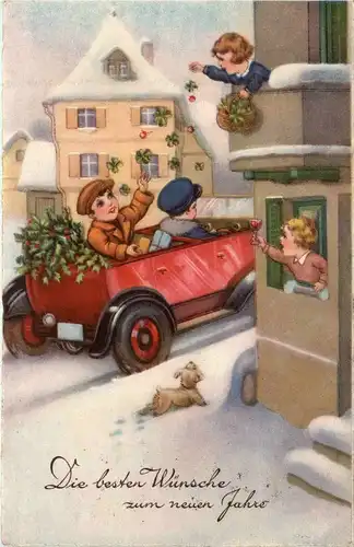 Neujahr- Kinder mit Auto -265784