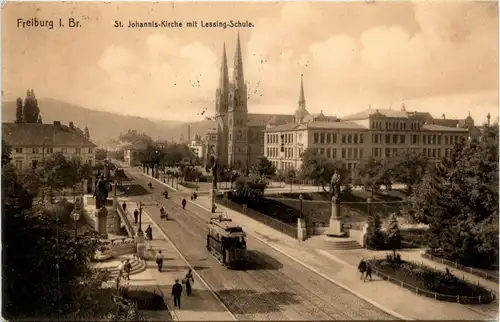 Freiburg i. Br. - St. Johannis-Kirche mit Lessing-Schule -329010