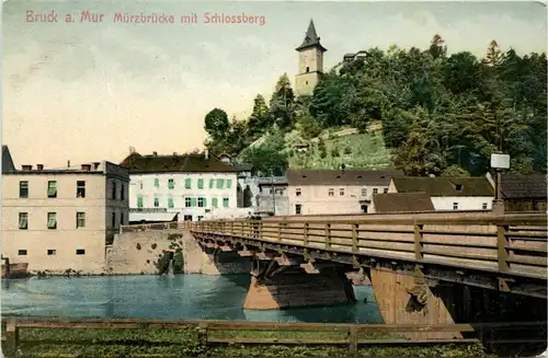 Steiermark/div.Orte - Bruck a.d.Mur - Mürzbrücke mit Schlossberg -323954