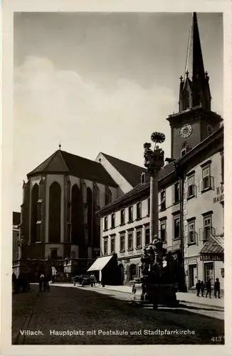 Villach/Kärnten - Hauptplatz mit Pestsäule und Stadtpfarrkirche -323756