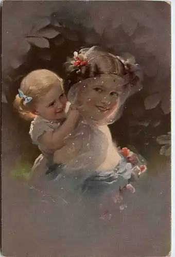 Frau mit Kind - Künstlerkarte -404778