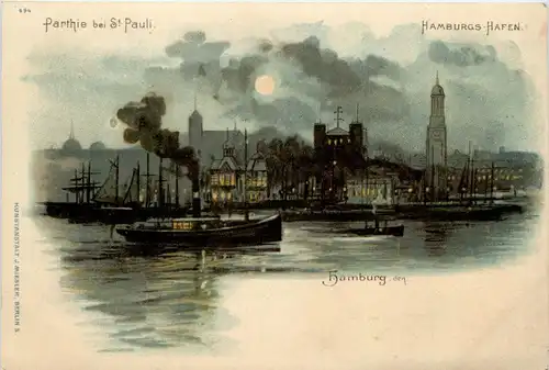 Hamburg - Parthie bei St. Pauli - Litho -406054