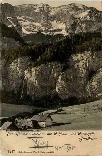 Gesäuse/Steiermark - Gesäuse, Das Hochtor mit Wolfbauer und Wasserfall -315858