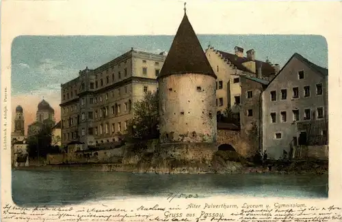 Passau/Bayern - Alter Pulverturm, Lyceum und Gymnasium -329468