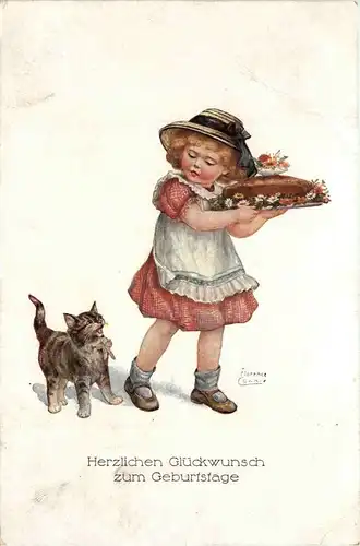 Geburtstag - Kind mit Katze -405240