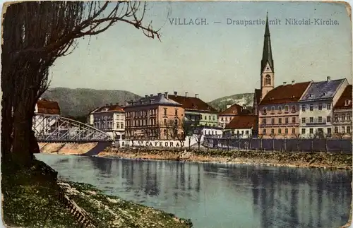 Villach/Kärnten - Villach, Draupartie mit Nikolai-Kirche -316060