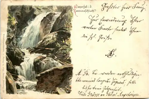 Wasserfall in der Ravennaschlucht - Litho -406466