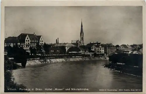 Villach/Kärnten - Villach, Draupartie, Hotel mosser und Nikolaikirche -316190