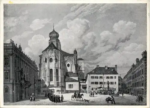 Passau/Bayern - Residenzplatz mit Dom 1840 - Zeichnung -329432