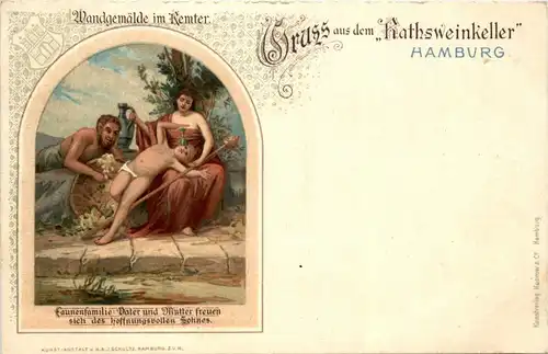 Gruss aus Hamburg Rathsweinkeller - Litho -406776