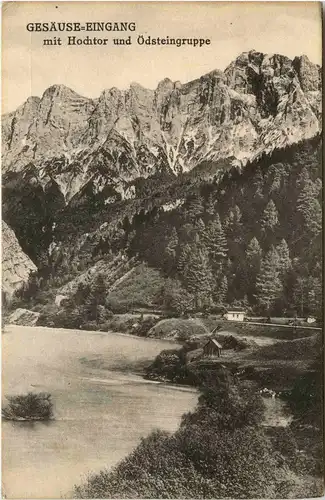 Gesäuse: Eingang mit Hochtor und Ödsteingruppe -316774