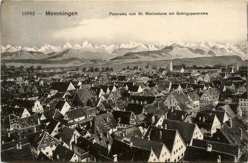 Memmingen, Panorama vom St. martinsturm mit Gebirgspanorama -332632