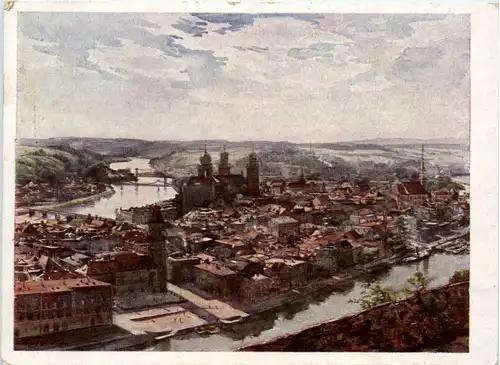 Passau/Bayern - Die Altstadt von der Veste Oberhaus aus -329516