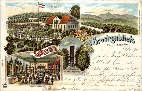 Gruss vom Brockenblick bei Hildesheim - Litho -406742