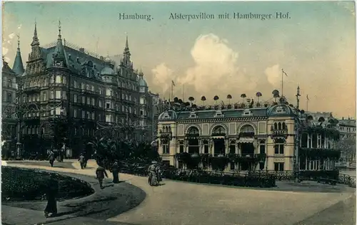 Hamburg/diverse Stadtteile - Hamburg, Alsterpavillon mit Hamburger Hof -319016