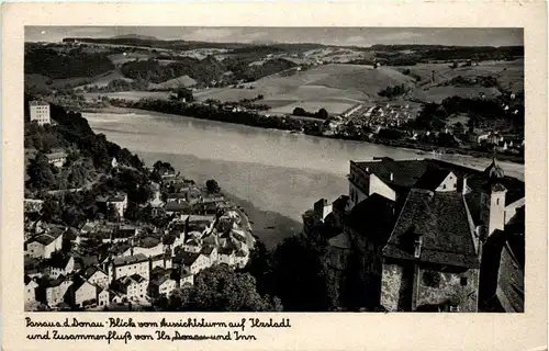 Passau, Bayern - Blick vom Aussichtsturm auf Ilzstadt -327810