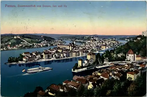 Passau/Bayern - Passau, Zusammenfluss von Donau, Inn und Ilz -319376