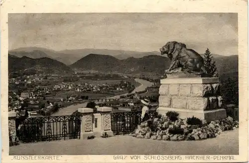 Graz/Steiermark - vom Schlossberg, Hackher-Denkmal -335942