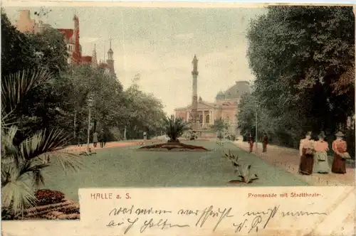 Halle an der Saale - Promenade mit Stadttheater -406956