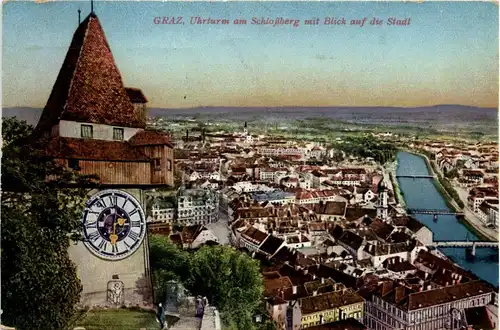 Graz/Steiermark - Uhrturm am Schlossberg mit Blick auf die Stadt -336182