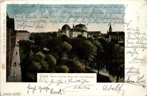 Graz/Steiermark - Karl Ludwig Ring mit Stadttheater -336250