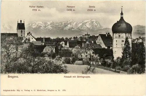 Bregenz/Vorarlberg, div.Orte und Umgebung - Bregenz, Altstadt mit Säntisgruppe -336416