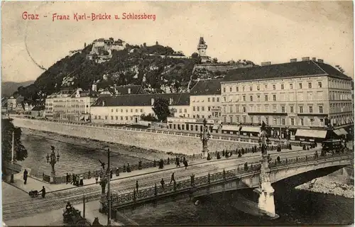 Graz/Steiermark - Franz Karl-Brücke und Schlossberg -336042