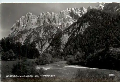 Admont/Gesäuse/Steiermark und Umgebung - Gesäuse: Johnsbachsteg gegen Hochtorgruppe -335768