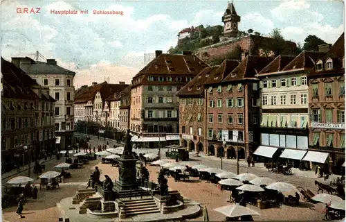 Graz/Steiermark und Umgebung - Hauptplatz mit Schlossberg -337082