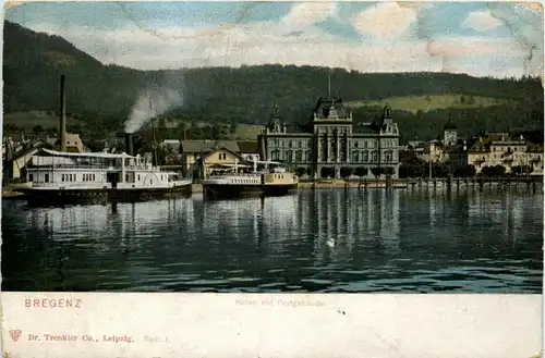 Bregenz/Vorarlberg, div.Orte und Umgebung - Bregenz, Hafen mit Postamt -336460
