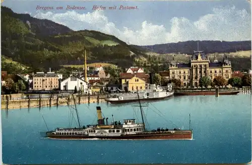 Bregenz/Vorarlberg, div.Orte und Umgebung - Bregenz, Hafen mit Postamt -336458
