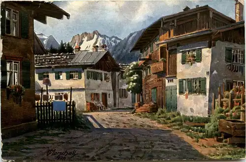 Oberstdorf/Bayern - Oberstdorf, Rechbergstrasse mit Blick auf den Krasser -321094