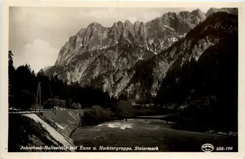 Admont/Gesäuse/Steiermark und Umgebung - Johnsbach - Haltestelle mit Enns u. hochtorgruppe -335638