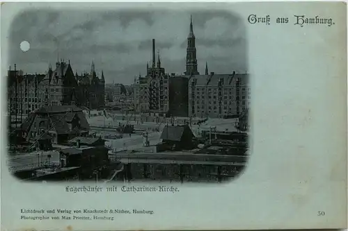 Hamburg - Lagerhäuser mit Catharinen Kirche -408384