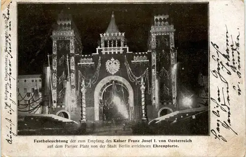 Ehrenpforte zum Empfang Kaiser Franz Josef auf dem Pariser Platz - Berlin -407758
