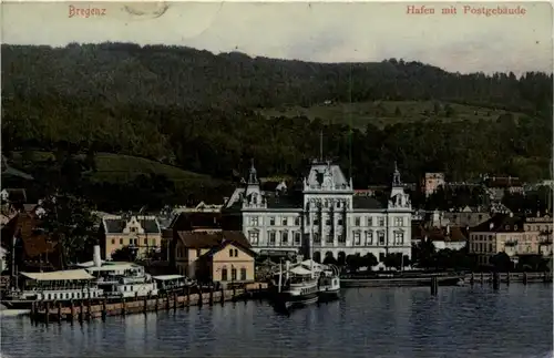 Bregenz/Vorarlberg, div. Orte und Umgebung - Bregenz, Hafen mit Postgebäude -336504