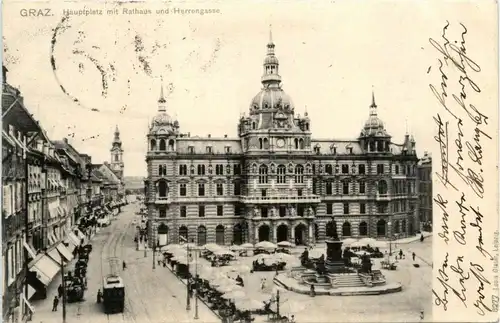 Graz/Steiermark und Umgebung - Hauptplatz mit Rathaus und Herrengasse -337244