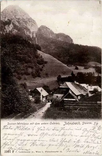 Admont/Gesäuse/Steiermark und Umgebung - Johnsbach, Donner-Wirtshaus mit dem unteren oedstein -337508