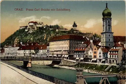 Graz/Steiermark und Umgebung - Franz Carl Brücke mit Schlossberg -337056