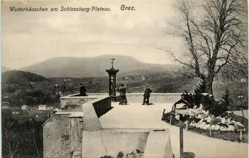 Graz/Steiermark und Umgebung - Plateau mit Wetterhäuschen am Schlossberg 1905 -337252