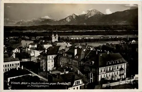 Villach - Blick v. Stadtpfarrturm gegen Parkhotel und Mittagskogel -321858