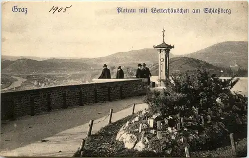 Graz/Steiermark und Umgebung - Plateau mit Wetterhäuschen am Schlossberg 1905 -337250