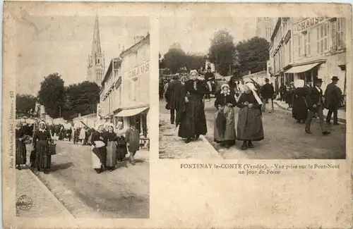 Fontenay le Comte - Vue prise sur le Pont Neuf un jour de Foire - Vendee -411306