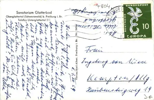 Ba-Wü/Schwarzwald/Freiburg/div.Orte und Umgebung - Sanatorium Glotterbad, Oberglottertal -339524